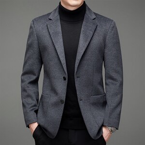 羊毛西服秋季新款中老年茄克衫爸爸装休闲男装外套MNSAA215-P345,男装西服,电商B212（原钱塘6029）