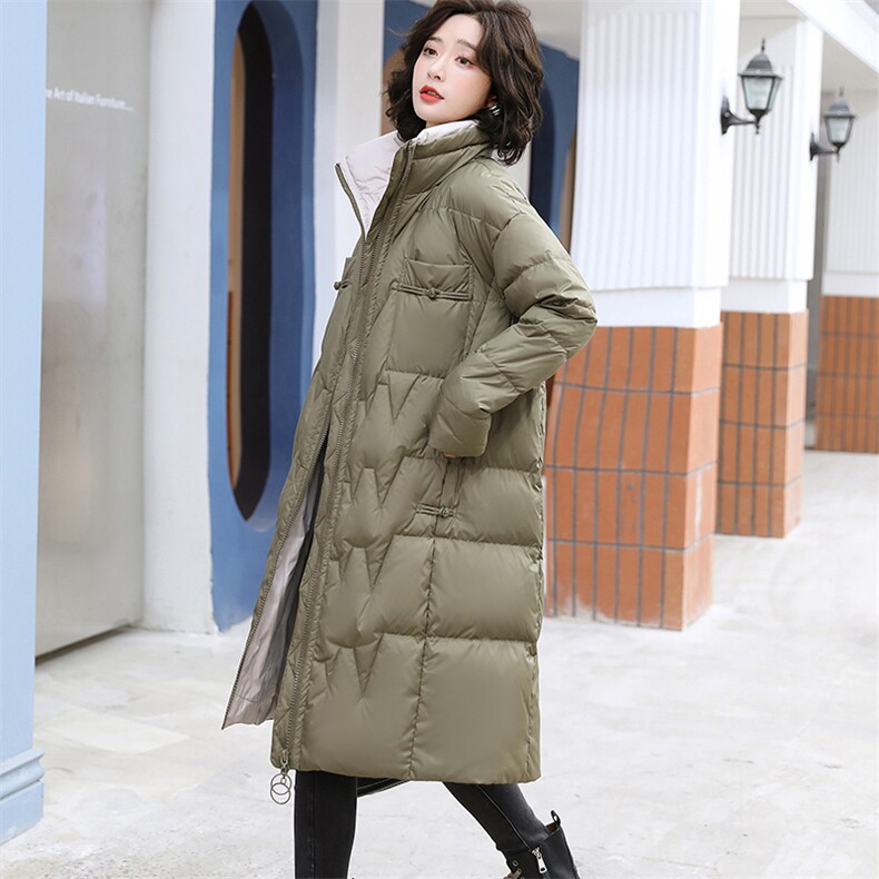 中长款羽绒服女2020年冬季新款韩版宽松白鸭绒时尚外套,女装羽绒服,寒都衣屋