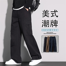 美式高街工装裤秋季新款宽松直筒男裤青少年潮流休闲裤K6653-P60，男装工装外套，星座610（原A335）