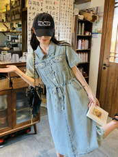 现货－夏季新品牛仔刺绣连衣裙350-P125-K188，女装连衣裙，浪娴服饰