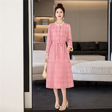 罗得堡2026年春装新款小香风连衣裙气质修身毛呢2602，女装连衣裙，罗得堡