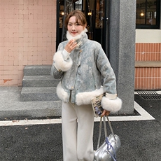 冬季新款韩版宽松显瘦毛领短外套女装时尚百搭保暖棉服，女装短外套，灵力轩