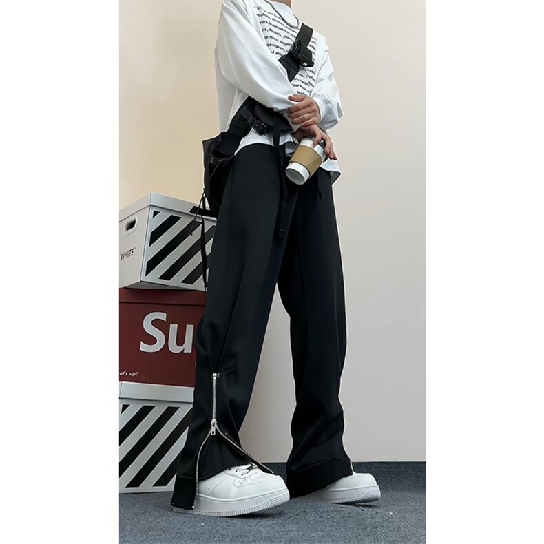 高街运动卫裤飘带美式复古侧边拉链长裤X1213-KK169-P65,男装休闲裤,星座1213