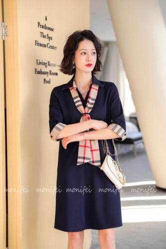 2021春装连衣裙配格子飘带,女装连衣裙,莫妮菲