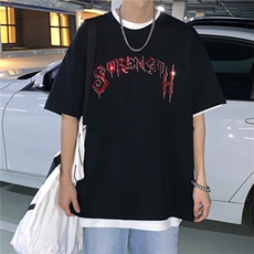 T恤潮流圆领男港风烫钻2026夏季新款短袖时尚B299-X5217-P35-控49，男装T恤，电商A061-1