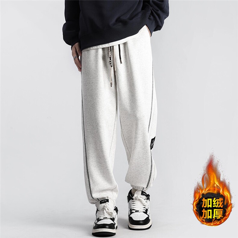 秋冬加绒潮流束脚裤运动裤宽松休闲裤A068-QBK52-TP50加绒60，女装休闲裤，电商A068
