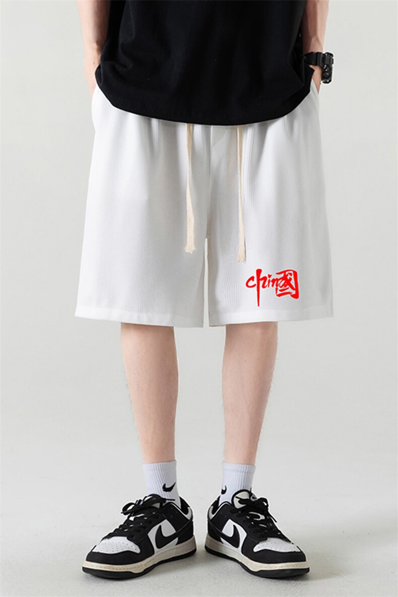 HD74276-P22华夫格短裤男大码宽松五分裤男直筒中裤,男装休闲裤,电商A040