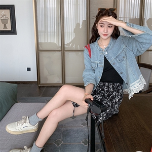 新款 现货主推下摆拼接花边牛仔外套2512-P135-K198图片