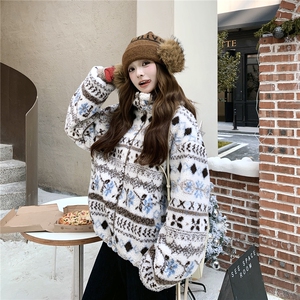 新品冰川雪人花纹费尔岛仿羊羔毛外套2C293-Q911-P205-K308图片