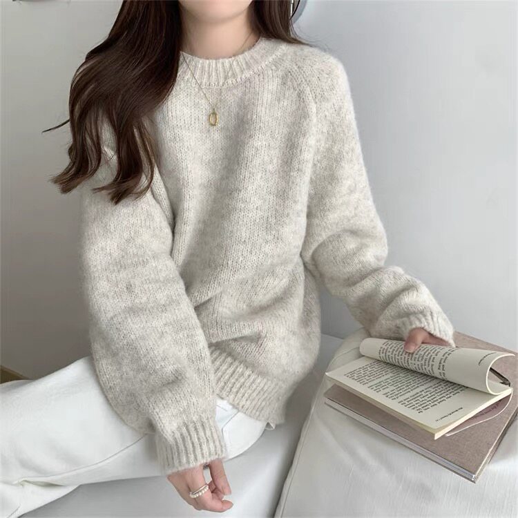 2025年秋季新款百搭女士圆领长袖针织衫,针织衫/毛衣,硕彦羊绒