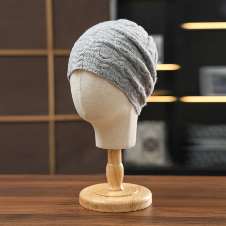 2025年春季无檐绞花帽子时尚百搭四季可用男女通用，帽子，绒朵羊绒