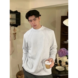 抖音得物品质26春装美式高街曼巴棉螺纹拼接卫衣圆领长袖T恤YT164图片
