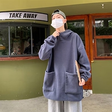 连帽卫衣男秋冬季纯色连帽情侣港风潮流潮牌高街加绒外套WY15-P35，男装卫衣，星座1008