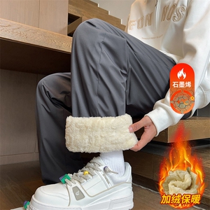 石墨烯冲锋裤子男冬季防风羊羔绒加绒加厚直筒休闲裤JR1820-特P35图片