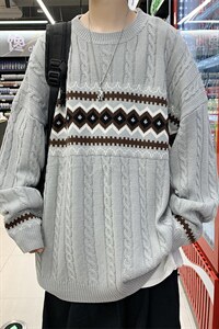 针织衫圆领印花韩版时尚2024秋冬新款毛衣男A161-2-MY88022-P65，男装针织衫/毛衣，电商A161-2