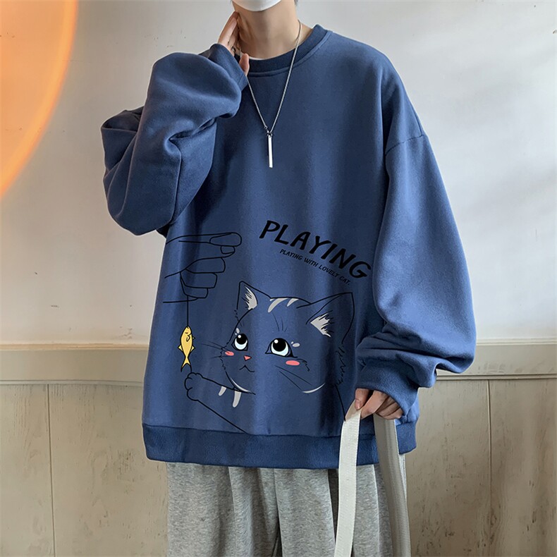 圆领卫衣男大码加厚加绒长袖t恤男S6129-P28加绒款-P33,男装卫衣,电商A040
