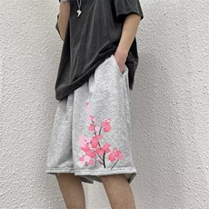 夏季新款男士韩版宽松纯色冰丝透气休闲运动松紧五分裤潮情侣短裤，男装牛仔裤，星座1013