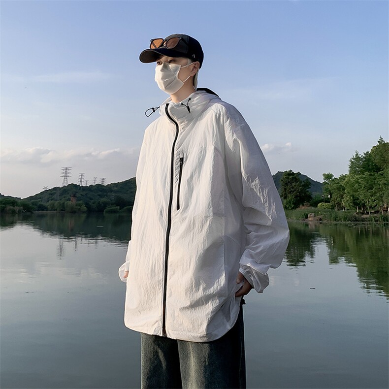 港风新款防晒衣夏季薄款工装冲锋衣宽松防紫外线外套F0155-P45,男装防晒衣,星座308B-2