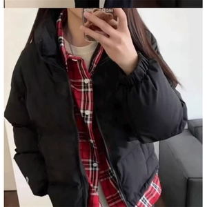 假两件格子衬衣棉服男女同款宽松加厚棉衣情侣开衫外图片