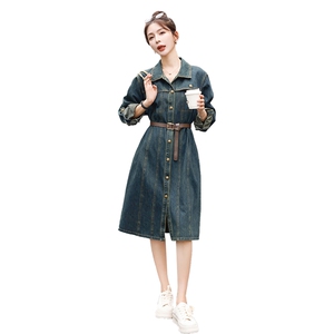 时尚春季牛仔连衣裙 修身显瘦长袖裙装 气质百搭女装图片