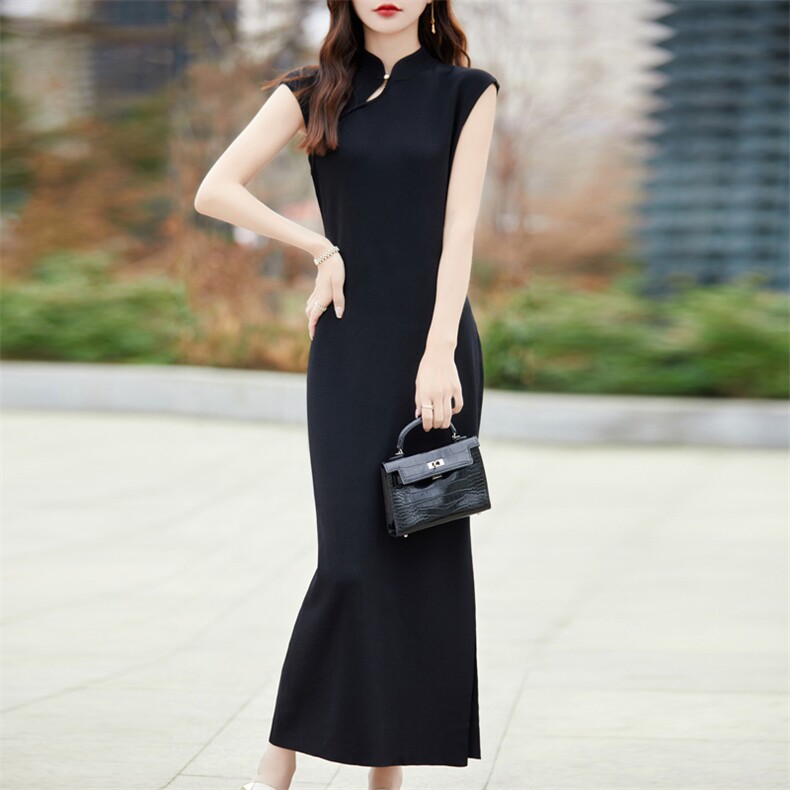 气质优雅时尚女士曲珠修身显瘦旗袍裙,女装连衣裙,东远绒业