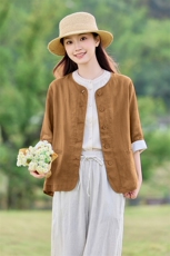 文艺风2026年春季女宽松亲肤透气汉麻长袖，女装衬衫，江南依恋