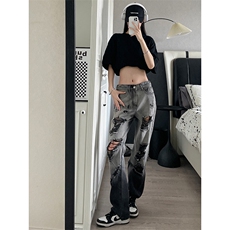 美式ins高街小众hiphop夏季破洞牛仔裤货号K729P60，男装牛仔裤，电商A063