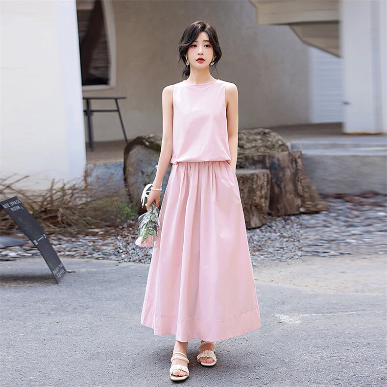 粉色减龄甜美上衣半身裙套装女2024夏季新款气质小清新两件套,女装套装/套裙,流量+