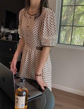 夏装新款波点连衣裙两色，女装连衣裙，咔柠