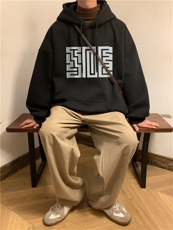 潮流宽松ins休闲男连帽卫衣D325-WY2307-薄款P55厚款P65，男装卫衣，电商D325