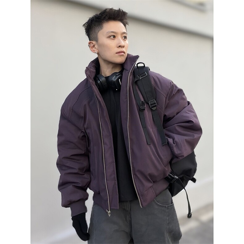 高品质春装新款老钱风美式高街解构立领棒球服飞行夹克潮休闲外套,男装夹克,电商A486
