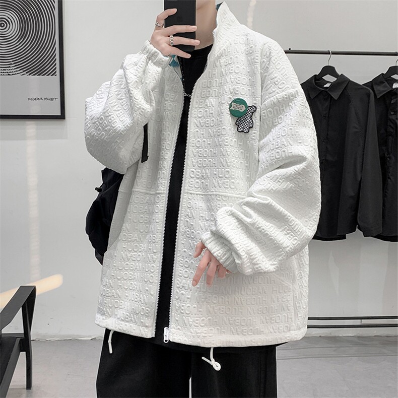 秋上新两面穿开衫夹克港风男女韩版徽章棒球服休闲外套8002-P100,男装夹克,电商A441-1