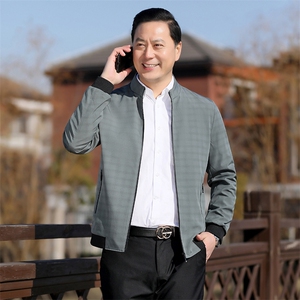 男士2023年秋季新款长袖薄款拉链夹克棒球领潮流中年商务休闲男装图片