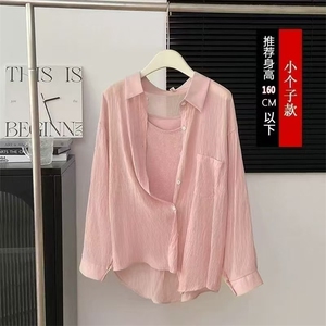 韩版天丝防晒长袖衬衫2025夏季新款简约纯色宽松显瘦时尚百搭上衣图片