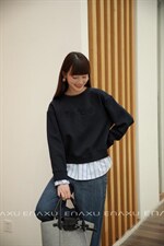 伊奈秀秋季假两件凹凸印花卫衣女，女装卫衣/绒衫，伊奈秀E∩ΛXU