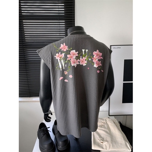 XZ809A/BXXX09/P35/控48美式V领印花背心T恤