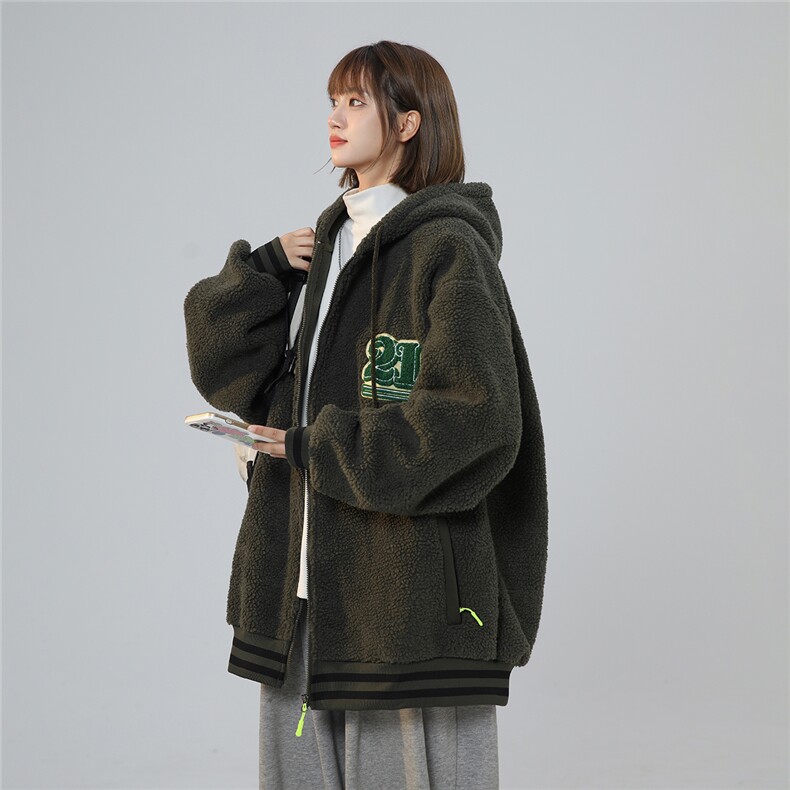 2025冬季休闲字母毛巾绣羊羔毛外套棉服M2065特P68,男装棉衣,电商A148