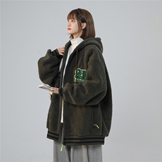 2025冬季休闲字母毛巾绣羊羔毛外套棉服M2065特P68，男装棉衣，电商A148