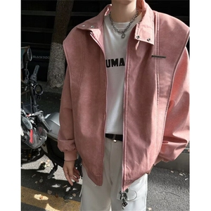 【有货】DW194-P72潮美式PU皮立领工装夹克外套女春秋季棒球服图片