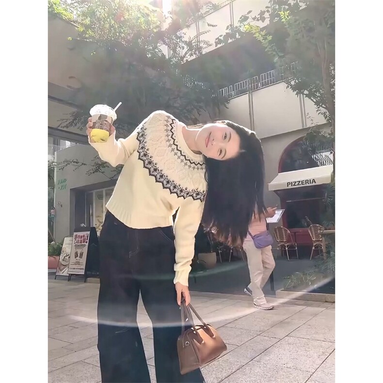 重磅秋冬装北极绒套头毛衣美式复古休闲慵懒风提花工艺针织衫外套,男装针织衫/毛衣,电商A486