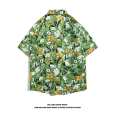 日系五分袖春夏季新款衬衫潮流慵懒男方领宽松型衬衫C3112P26，男装衬衫，星座1116-2