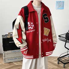 冬款拼接皮料加棉加厚棒球服休闲运动棉衣外套男8123-P120控价158，男装棉衣，电商A441-1