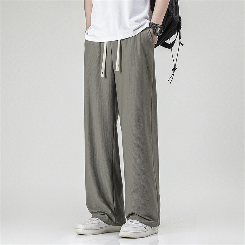 703-K331-P48夏季凉感锦纶冰丝休闲裤高品质绉绉条大码长裤,男装休闲裤,星座703-1