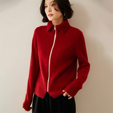 休闲加厚拉链山羊绒开衫毛衣外套秋冬针织韩版女上衣羊毛外搭黑色，女装羊绒衫，绒创羊绒