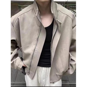 长袖春季简约小众高级感新款百搭vibe夹克外套男立领 JS523图片