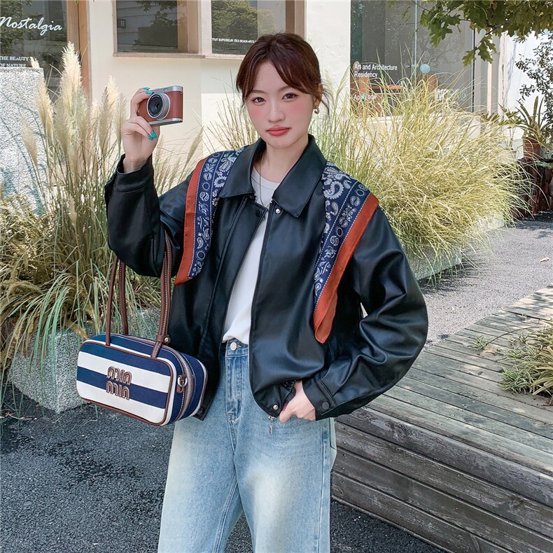 《档口现货》26秋上新气质蛋白皮超柔软舒适夹克皮衣外套配丝巾女,女装皮衣,苗苗