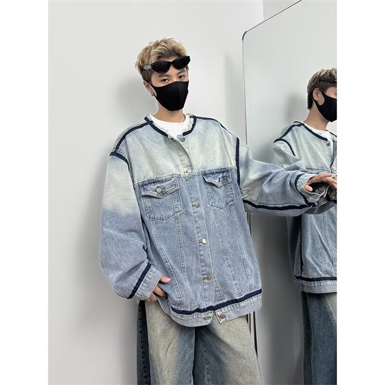 牛仔外套秋季设计感夹克宽松显瘦上衣潮2567P67,男装工装外套,星座410-2