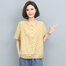 2022夏季新款舒适透气圆点宽松短袖衬衫，女装衬衫，悦见她