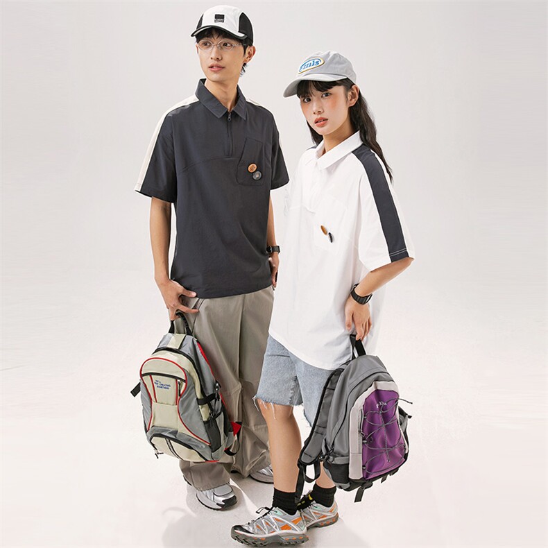 2024夏季新款男日系潮牌拼色polo衫宽松翻领短袖T恤PL66-F55，男装Polo衫，电商A101（原外27）