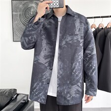 秋季衬衫男韩版潮流扎染百搭外套潮牌港风宽松休闲衬衣W1219-P30，男装衬衫，星座512-4